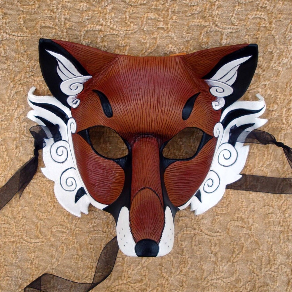 Japanese Red Fox Mask... Inari Kitsune leather mask 🦊